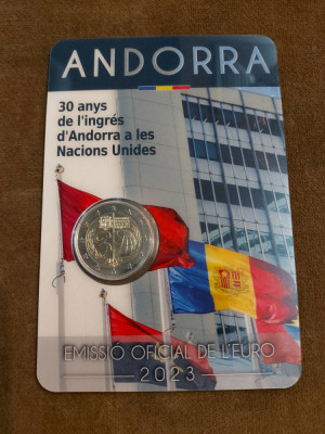 Andorra 2023 - 2 euro - 30 ani membru al ONU - Coincard foto