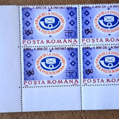 TIMBRE ROMANIA MNH LP1415/1996- 5ani R.A.P.R. (supratipar) -Bloc de 4