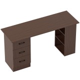 HOMCOM Birou modern cu 3 sertare și 3 rafturi pentru dormitor și birou, din lemn, 120x49x72 cm, nuc | Aosom Romania