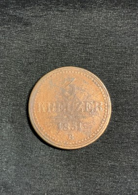Moneda 3 kreuzer 1851 B Austria foto