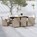 VidaXL Set mobilier pentru grădină, 9 piese, maro