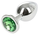 Dop Anal Metallic Buttplug, Medium, Argintiu/Verde, Passion Labs