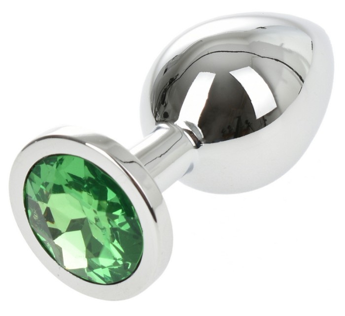 Dop Anal Metallic Buttplug, Medium, Argintiu/Verde, Passion Labs