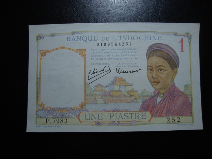 INDOCHINA 1 PIASTRE 1946 UNC
