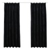 Draperii opace cu carlige, 2 buc., negru, 140x175 cm, catifea