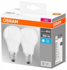 Set 2 becuri LED OSRAM 8.5W(60W), E27, 806 lumeni, lumina neutra (4000K) 4058075152670 foto