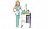 Set de joaca Papusa Barbie Pediatru cu bebelusi si accesorii, Mattel