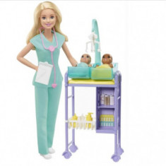 Set de joaca Papusa Barbie Pediatru cu bebelusi si accesorii