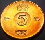 Moneda 5 ORE - SUEDIA, anul 1968 *cod 1689 = patina superba, Europa