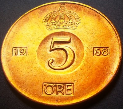 Moneda 5 ORE - SUEDIA, anul 1968 *cod 1689 = patina superba foto