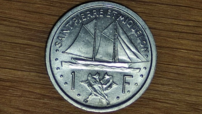 Saint Pierre &amp; Miquelon -moneda exotica rara- 1 franc 1948 UNC - senzationala !