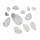 Sticker Acrilic Decorativ Piatra Argintiu 3D, 12 buc, Autoadeziv, Reutilizabil, Detasabil, Rezistent Apa, Perete, Usa, Mobila, Living, Dormitor