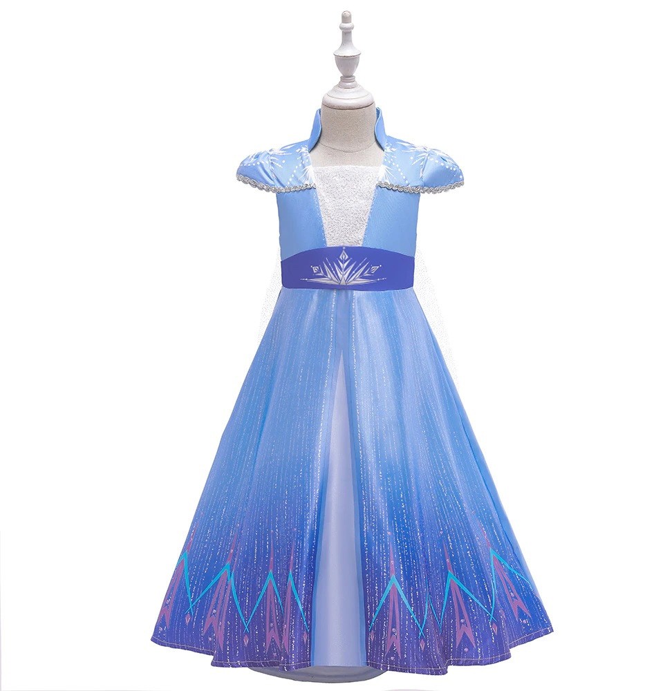 Rochie Elsa Frozen 2 maneca scurta, 6-7 ani, 7-8 ani, 8-9 ani, Bleu |  Okazii.ro