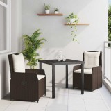 Set de Masă și Scaune pentru Grădină, 3 Piese Maro, din Rattan Policromat