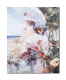 Cumpara ieftin Tablou canvas, Fete cu buchet de flori, o zi minunata, 50x40cm, gata de agatat pe perete