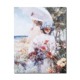 Tablou canvas, Fete cu buchet de flori, o zi minunata, 50x40cm, gata de agatat pe perete