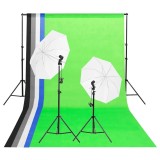 vidaXL Kit lumini studio foto, fundaluri şi umbrele