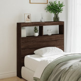 VidaXL Tăblie de pat cu dulap și LED, stejar maro, 100x17x102 cm