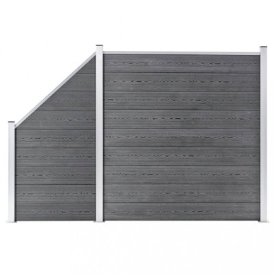 vidaXL Set panouri gard, 1 pătrat + 1 oblic, gri, 273x186 cm, WPC foto