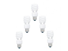 SET 5 becuri fluorescent Panasonic, soclu E27, putere 11W, forma spirala, lumina alb calda, alimentare 220 - 240 V, &quot;EFD11E27HD3E-5&quot; (timbru verde 2.2