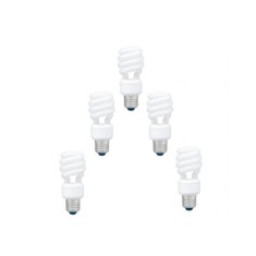 SET 5 becuri fluorescent Panasonic, soclu E27, putere 11W, forma spirala, lumina alb calda, alimentare 220 - 240 V, "EFD11E27HD3E-5" (timbru verde 2.2