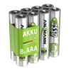 Set 8 Acumulatori AAA Ansmann 550 mAh Ni-Mh HR03 Lampi Solare, -20&deg;C +50&deg;C, 1000 cicluri