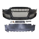 Set bara fata Audi A5/S5, 10.2016, cu rame negru lucios, cu gauri spalator si 4 senzori parcare; grunduit, de vopsit; type RS5; cu grile; cu suport