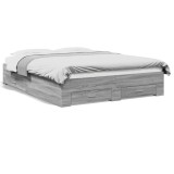 VidaXL Cadru de pat cu sertare gri sonoma 150x200 cm lemn prelucrat 3280382