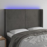 VidaXL Tăblie de pat cu LED, gri &icirc;nchis, 147x16x118/128 cm, catifea 3123817