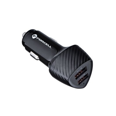 Forcell F-Energy Carbon , Incarcator auto 2x USB-A QC3.0 3A 36W CC50-2A, negru foto