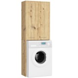 Dulap de baie cu 2 usi si 4 rafturi, pentru spatiul de deasupra masinii de spalat, 64x30x180 cm, stejar artisan Household NewTrend