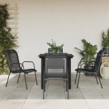 VidaXL Set mobilier de grădină, 5 piese, negru, oțel și textilenă