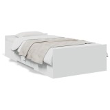 Cumpara ieftin Cadru de pat cu sertare, alb, 75x190 cm, lemn prelucrat