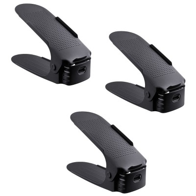 Set 3 buc, Suport antiderapant si ajustabil pentru depozitare o pereche de incaltaminte, PP, 6x25.5x11/17 cm, Negru foto