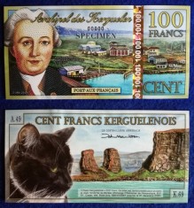 INSULELE KERGUELEN █ bancnota █ 100 Francs █ 2014 █ SPECIMEN █ UNC █ necirculata foto