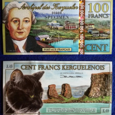 INSULELE KERGUELEN █ bancnota █ 100 Francs █ 2014 █ SPECIMEN █ UNC █ necirculata