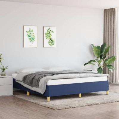 vidaXL Cadru de pat fără saltea, albastru, 180x200 cm, textil foto