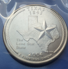 Moneda 25 cents / quarter 2004 USA, Texas, unc, litera D foto