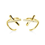 Cumpara ieftin Cercei ear cuffs argint 925, JW1675, model incrucisat, placat cu aur