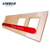 Cumpara ieftin Panou din sticla Livolo auriu pentru 2 intrerupatoare duble si 2 prize