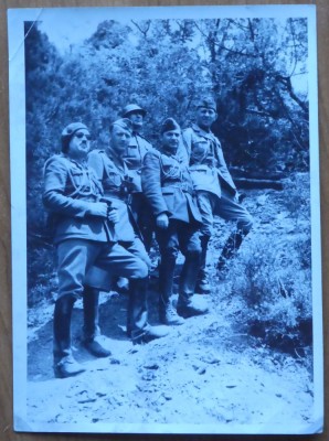 Fotografie din 1943 de pe frontul de est, la Mischako-Berg in fata Novorooijokului, Lct. Col. Stanescu, Mr. Mardarescu, Cpt. Caramitru, Cpt. Bianu foto