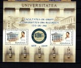 Facultatea de Drept a Universității din București - 150 de ani, bloc de 2 timbre, 2009, LP 1851a, MNH