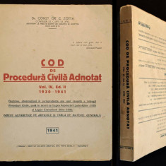 1930-1941 Zotta COD de PROCEDURA CIVILA ADNOTAT Vol. IV Ed.a2-a Drept Legislatie