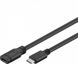 Cablu prelungitor USB 3.1 tip C T-M negru 1m, KU31MF1, Oem