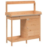 Cumpara ieftin Masa plantare cu dulap, maro, 110,5x45x124,5 cm lemn masiv brad