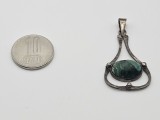 Pandantiv din argint cu malachit #4044