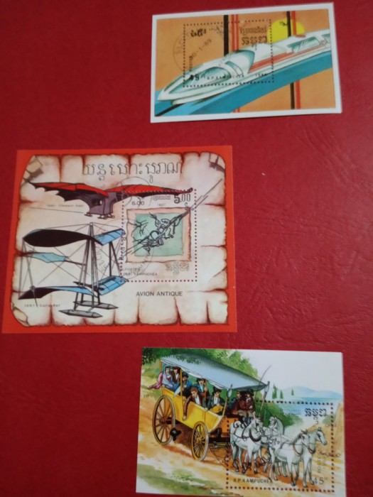 CAMBODGIA, - 3 COLIȚE ȘTAMPILATE