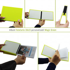 Album FotoCarte 10x15, hartie foto inclusa, personalizabil, piele ecologica, Magic Green