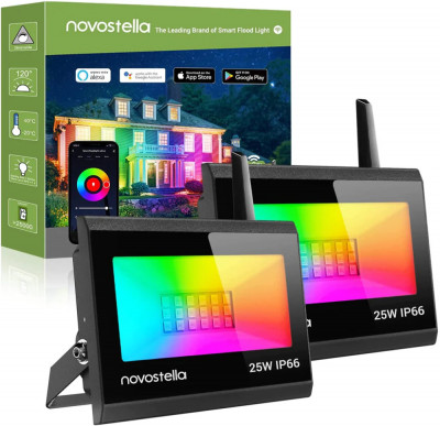 Set 2 proiectoare de podea Smart Novostella Blaze 2 Pack 25W RGB NTF80 Wifi, Alexa, Google, Exterior IP66 foto