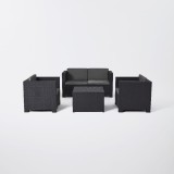 Cumpara ieftin Set Mobilier Gradina Blooma Diva Gri Antracit, Canapea, 2 Fotolii, Masa Depozitare, 4 Persoane, Ratan